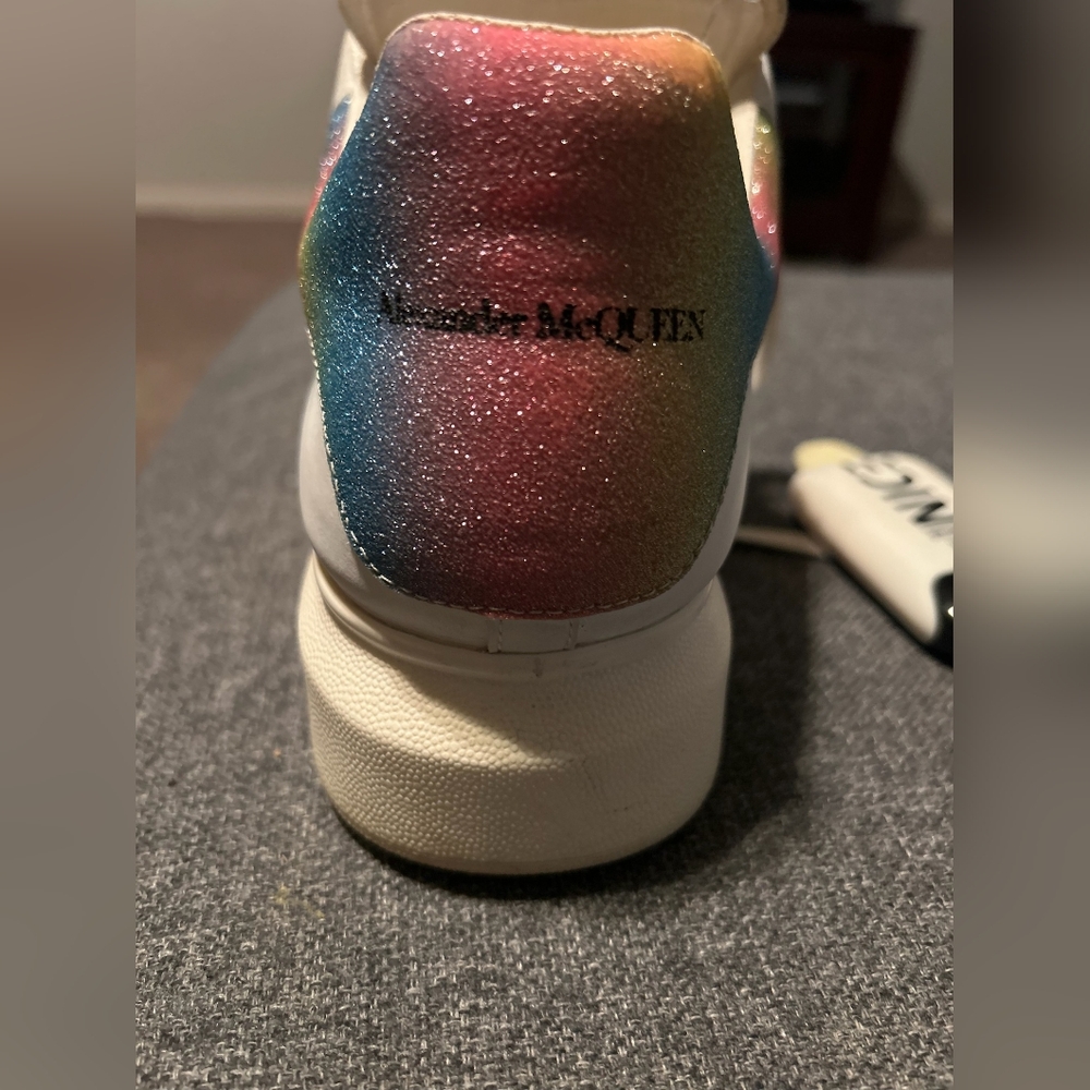 Alexander Mcqueen women's rainbow glitter oversized sneakers size 10